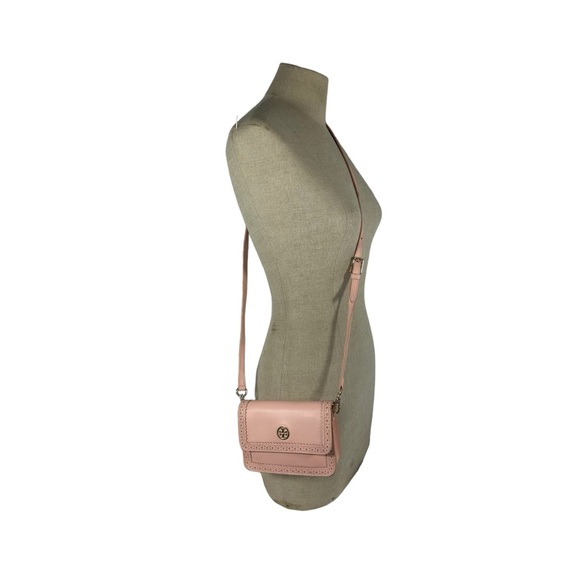 Genuine Tory Burch leather Robinson mini Spectator crossbody bag shell pink - Picture 2 of 13